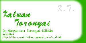 kalman toronyai business card